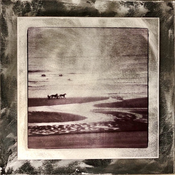Home Decor Photo Art “Horse Carriages on Normandy Beach”